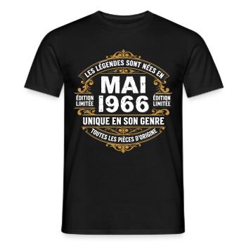 May 1966  - T-shirt homme - noir - Devant - AI Model Male 178 light (178cm)