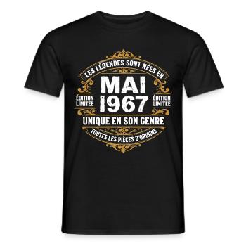 May 1967  - T-shirt homme - noir - Devant - AI Model Male 178 light (178cm)