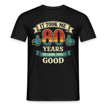 80 Ans - Il m'a fallu 80 Ans pour être Beau - T-shirt homme - noir - Devant - AI Model Male 178 light (178cm)