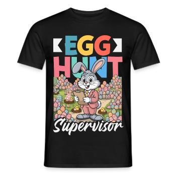 Joyeuse Pâques, douce chasse aux œufs du lapin, œufs de Pâques - T-shirt homme - noir - Devant - AI Model Male 178 light (178cm)