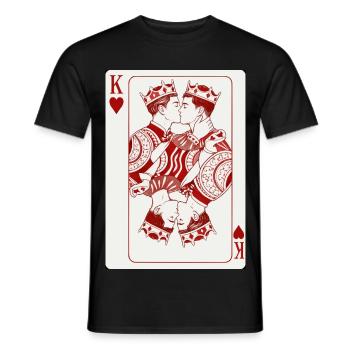 Carte du cœur qui embrasse les rois - T-shirt homme - noir - Devant - AI Model Male 178 light (178cm)