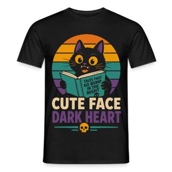 Chat d’horreur au visage mignon au cœur sombre - T-shirt homme - noir - Devant - AI Model Male 178 light (178cm)