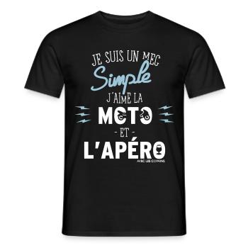 motorcycle and aperitif - gift - Men's T-Shirt - black - Front - AI Model Male 178 light (178cm)