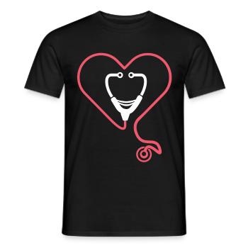 Nursing Stethoscope - Men's T-Shirt - black - Front - AI Model Male 178 light (178cm)