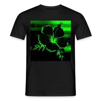 Hibiscus Blossom Neon Green Black - Men's T-Shirt - black - Front - AI Model Male 178 light (178cm)