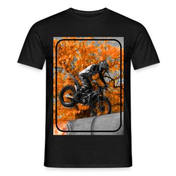 Motocross Abenteuer mit Feuer und Flammen. - Männer T-Shirt - Schwarz - Vorne - AI Model Male 178 light (178cm)