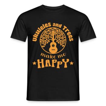 Ukuleles and Trees make me Happy orange - Men's T-Shirt - black - Front - AI Model Male 178 light (178cm)