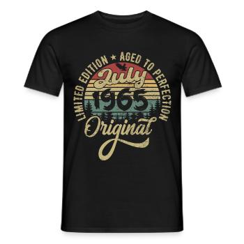 Anniversaire Juillet 1965 Juillet 1965 Juillet 1965 - T-shirt homme - noir - Devant - AI Model Male 178 light (178cm)