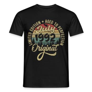 Geburtstag Juli 1992 juli 1992 July 1992 - Männer T-Shirt - Schwarz - Vorne - AI Model Male 178 light (178cm)