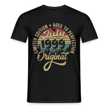 Anniversaire Juillet 1999 Juillet 1999 Juillet 1999 - T-shirt homme - noir - Devant - AI Model Male 178 light (178cm)
