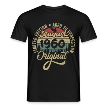 August 1960 Birthday Gift August 1960 August - Men's T-Shirt - black - Front - AI Model Male 178 light (178cm)