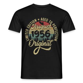 Août 1956 Cadeau d’anniversaire Août 1956 Août - T-shirt homme - noir - Devant - AI Model Male 178 light (178cm)