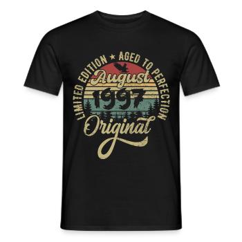 August 1997 Birthday Gift August 1997 August - Men's T-Shirt - black - Front - AI Model Male 178 light (178cm)