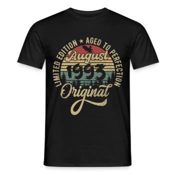 Août 1993 Cadeau d’anniversaire Août 1993 Août - T-shirt homme - noir - Devant - AI Model Male 178 light (178cm)