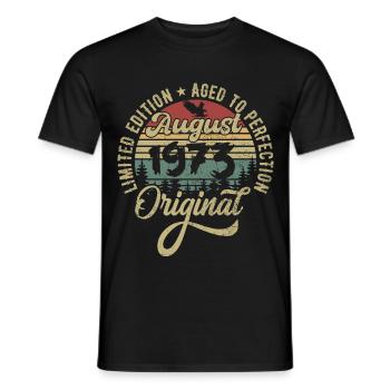 August 1973 Birthday present August 1973 August - Men's T-Shirt - black - Front - AI Model Male 178 light (178cm)