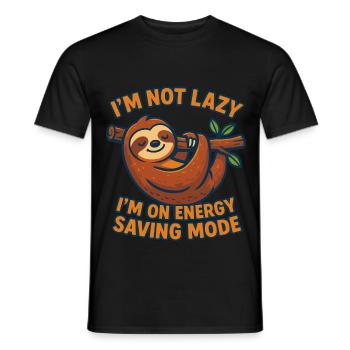 Lazy sloth in power saving mode - Men's T-Shirt - black - Front - AI Model Male 178 light (178cm)