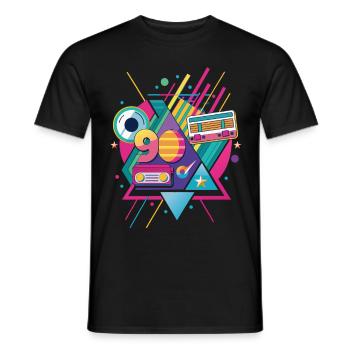 Retro Party 80s 70s 90s Music Festival Gift - Men's T-Shirt - black - Front - AI Model Male 178 light (178cm)