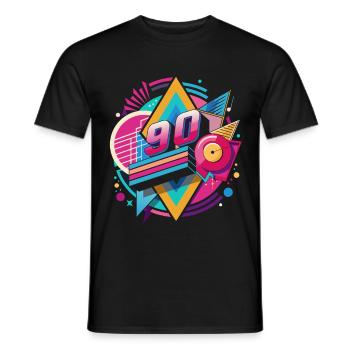 Retro Party 80s 70s 90s Music Festival Gift - Men's T-Shirt - black - Front - AI Model Male 178 light (178cm)
