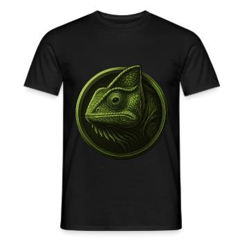 Green Chameleon – Animal in Coat of Arms Style - Men's T-Shirt - black - Front - AI Model Male 178 light (178cm)