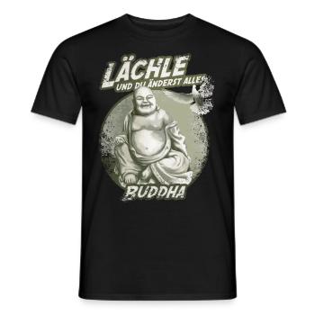 buddha liebe lächeln - Männer T-Shirt - Schwarz - Vorne - AI Model Male 178 light (178cm)