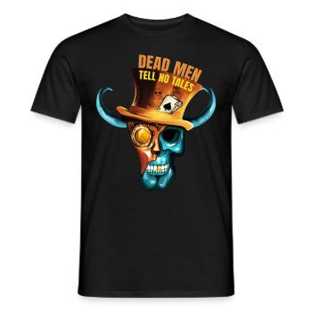 Crâne de pirate Steampunk - Art peint à la main - T-shirt homme - noir - Devant - AI Model Male 178 light (178cm)