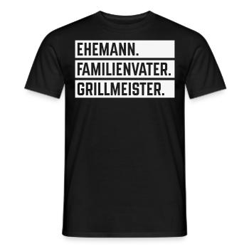 Ehemann Familienvater Grillmeister (Grillen / W) - Männer T-Shirt - Schwarz - Vorne - AI Model Male 178 light (178cm)