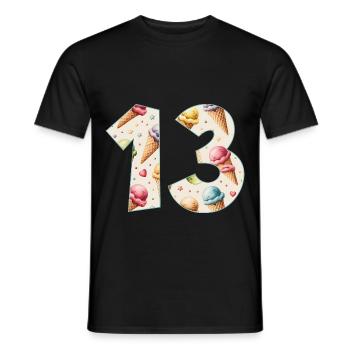 EISCREME NUMMER 13 JAHRE EIS 13. GEBURTSTAG - Männer T-Shirt - Schwarz - Vorne - AI Model Male 178 light (178cm)