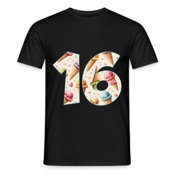 EISCREME NUMMER 16 JAHRE EIS 16. GEBURTSTAG - Männer T-Shirt - Schwarz - Vorne - AI Model Male 178 light (178cm)