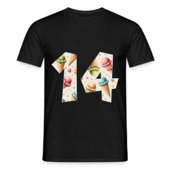 EISCREME NUMMER 14 JAHRE EIS 14. GEBURTSTAG - Männer T-Shirt - Schwarz - Vorne - AI Model Male 178 light (178cm)