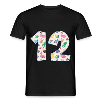 VACANCES NUMÉRO 12 ANNÉES ÉTÉ 12ÈME ANNIVERSAIRE - T-shirt homme - noir - Devant - AI Model Male 178 light (178cm)