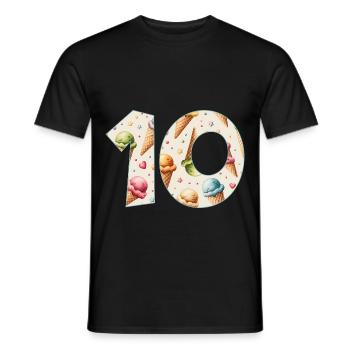 EISCREME NUMMER 10 JAHRE EIS 10. GEBURTSTAG - Männer T-Shirt - Schwarz - Vorne - AI Model Male 178 light (178cm)