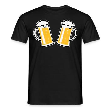 2 chopes à bière Prosten (bière / chope à bière / 3C) - T-shirt homme - noir - Devant - AI Model Male 178 light (178cm)
