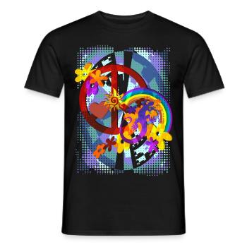 FLOWER POWER résumé - T-shirt homme - noir - Devant - AI Model Male 178 light (178cm)