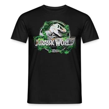 Jurassic World logo with T-Rex and trees - Men's T-Shirt - black - Front - AI Model Male 178 light (178cm)