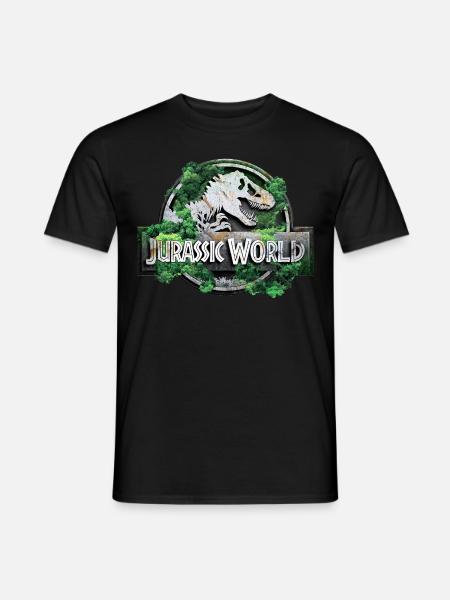 Jurassic World Logo Mit T-Rex Und Bäumen - Männer T-Shirt - Schwarz