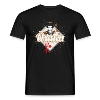 Ville d’Osaka, Japon, Souvenir vintage rétro Geisha - T-shirt homme - noir - Devant - AI Model Male 178 light (178cm)