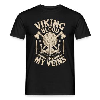 Viking Blood Runs Through My Veins - Männer T-Shirt - Schwarz - Vorne - AI Model Male 178 light (178cm)