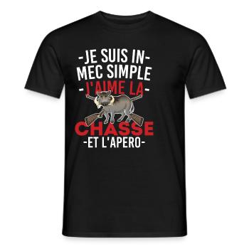 J'aime La Chasse pour Chasseur Passion de la Chass - T-shirt homme - noir - Devant - AI Model Male 178 light (178cm)