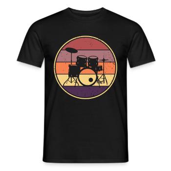 Drummer Retro Drum Musician Drumset - Men's T-Shirt - black - Front - AI Model Male 178 light (178cm)