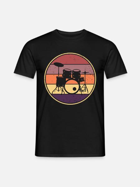 Drummer Retro Schlagzeuger Schlagzeug - Männer T-Shirt - Schwarz