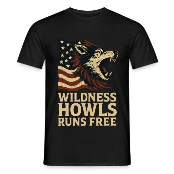 Hurle sauvage, cours libre - American - T-shirt homme - noir - Devant - AI Model Male 178 light (178cm)