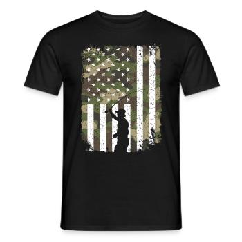 Pêcheurs sur camouflage drapeau américain camouflage pour les pêcheurs - T-shirt homme - noir - Devant - AI Model Male 178 light (178cm)