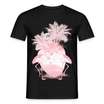 Palm Flamants Roses d’été - T-shirt homme - noir - Devant - AI Model Male 178 light (178cm)