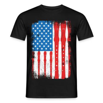 July 4 USA Flute - Men's T-Shirt - black - Front - AI Model Male 178 light (178cm)