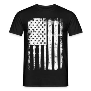 Flöte US Flagge - Männer T-Shirt - Schwarz - Vorne - AI Model Male 178 light (178cm)