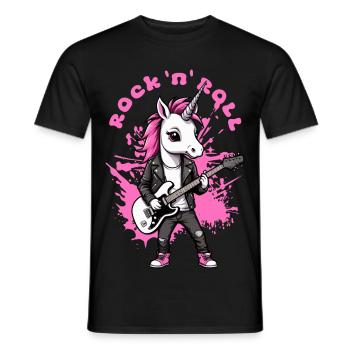 Rock 'n' Roll Unicorn - Men's T-Shirt - black - Front - AI Model Male 178 light (178cm)