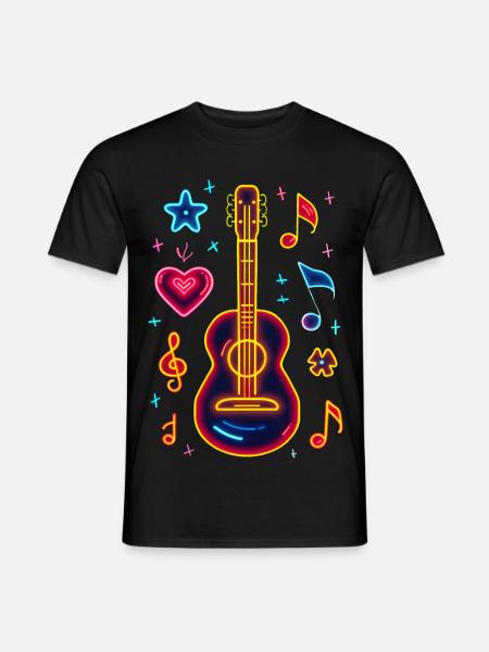 Retro Ukulele Retrowave - Men's T-Shirt - black