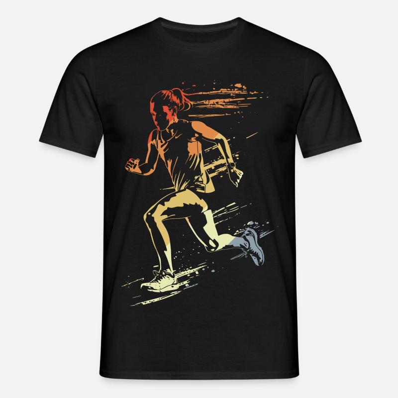 Läuferin Retro-Stil - Männer T-Shirt - Schwarz