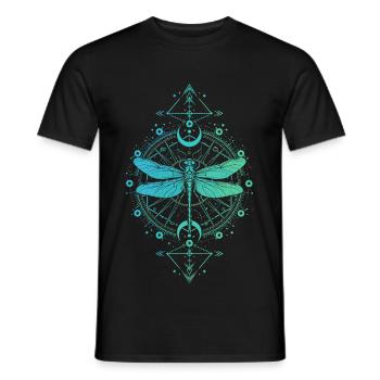 Astronomie - Libelle Mandala Türkisblau - Männer T-Shirt - Schwarz - Vorne - AI Model Male 178 light (178cm)