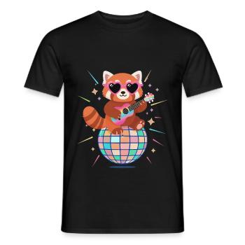 Red Panda Disco Ball Années 80 Rétro Drôle - T-shirt homme - noir - Devant - AI Model Male 178 light (178cm)